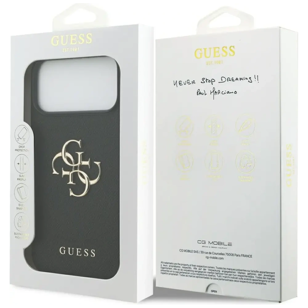 Etui Guess Grained Big 4G & Classic Logo do Apple iPhone 17 Pro Max czarny