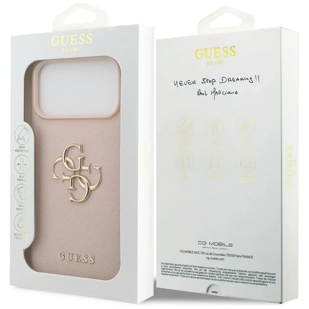 Etui Guess Grained Big 4G & Classic Logo do Apple iPhone 17 Pro Max różowy