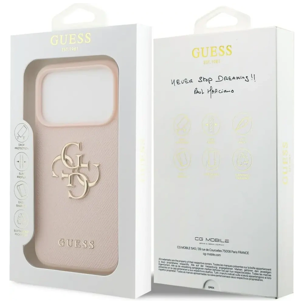 Etui Guess Grained Big 4G & Classic Logo do Apple iPhone 17 Pro różowy