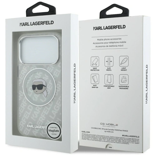 Etui Karl Lagerfeld IML Karl Head Logo MagSafe do Apple iPhone 17 Pro szary