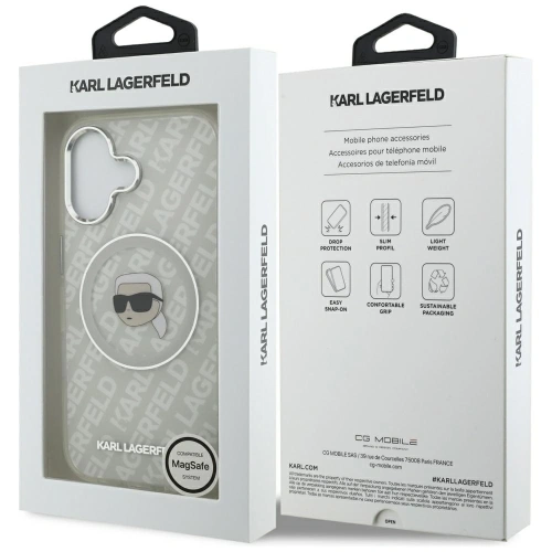 Etui Karl Lagerfeld IML Karl Head Logo MagSafe do Apple iPhone 17 szary