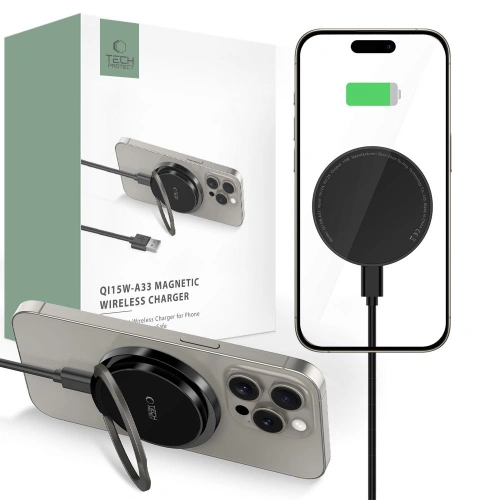 [CR] Ładowarka bezprzewodowa Tech-Protect QI15W-A33 Magnetic MagSafe Wireless Charger Black