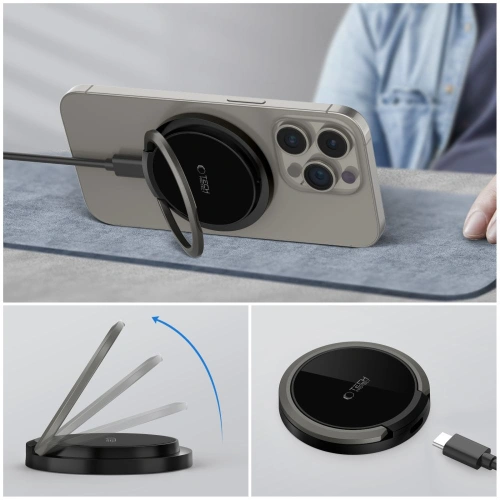 [CR] Ładowarka bezprzewodowa Tech-Protect QI15W-A33 Magnetic MagSafe Wireless Charger Black
