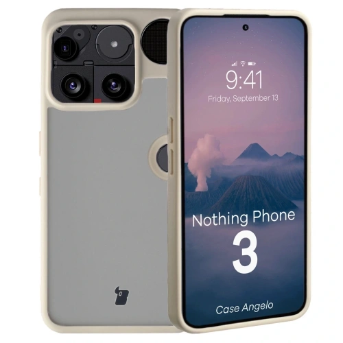 Etui Bizon Case Angelo do Nothing Phone (3) półprzezroczyste z beżową ramką