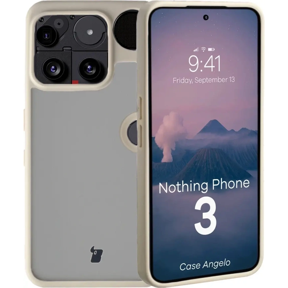 Etui Bizon Case Angelo do Nothing Phone (3) półprzezroczyste z beżową ramką