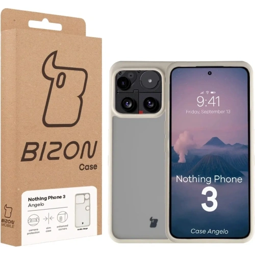 Etui Bizon Case Angelo do Nothing Phone (3) półprzezroczyste z beżową ramką