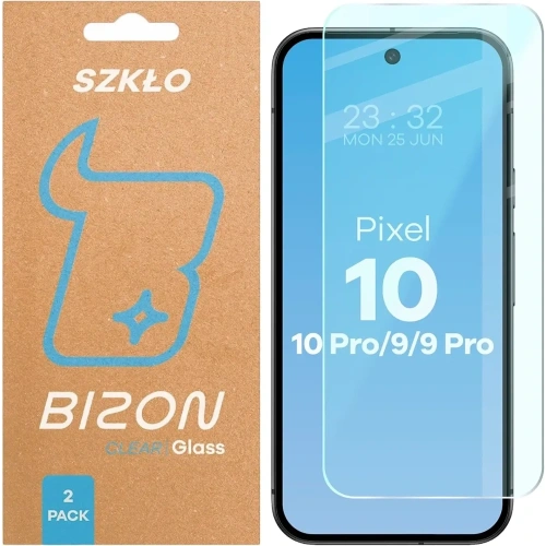 Szkło hartowane Bizon Glass Clear Duo do Google Pixel 10 / 10 Pro / 9 / 9 Pro [2 PACK]