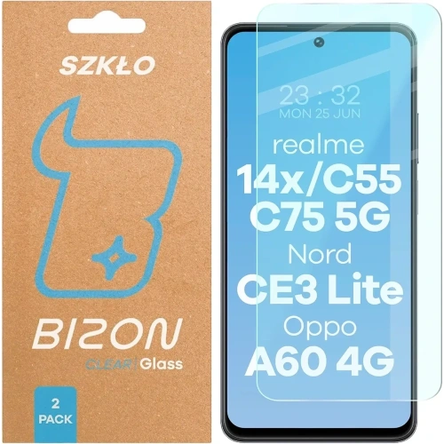 Szkło hartowane Bizon Glass Clear Duo do Realme 14x 5G / C55 / C75 / OnePlus Nord CE 3 Lite / Oppo A60 4G [2 PACK]