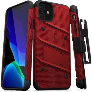 Hurtownia GSM - Pancerne etui Zizo Bolt Cover Apple iPhone 11 se sklem 9H na displej + stojánek & držák na pás (Červená/Černá) - ZIZ005REDBLK - {ean13} - Hurt