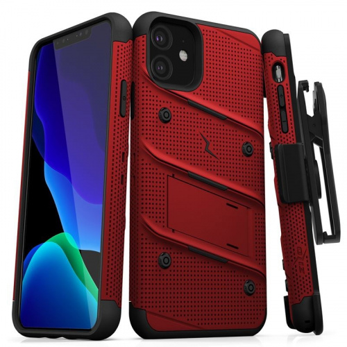 Zizo Distributor - 888488319919 - ZIZ005REDBLK - Zizo Bolt Cover - Case for iPhone 11 with Military Grade + Glass Screen Protector & Kickstand and Holster (Red/Black) - B2B homescreen