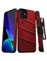 Etui blindat Zizo Bolt Cover Apple iPhone 11 cu sticlă 9H pentru ecran + suport & clemă pentru curea (Roșu/Nel)