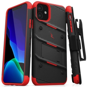 Hurtownia GSM - Pancéřové pouzdro Zizo Bolt Cover Apple iPhone 11 se sklem 9H na displej + stojánek a držák na pás (Černá/Červená) - ZIZ006BLKRED - {ean13} - Hurt
