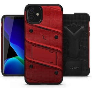 Hurtownia GSM - Pancerne etui Zizo Bolt Cover Apple iPhone 11 se sklem 9H na displej + stojánek & držák na pás (Červená/Černá) - ZIZ005REDBLK - {ean13} - Hurt