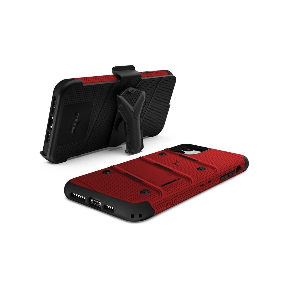 Hurtownia GSM - Pancerne etui Zizo Bolt Cover Apple iPhone 11 se sklem 9H na displej + stojánek & držák na pás (Červená/Černá) - ZIZ005REDBLK - {ean13} - Hurt