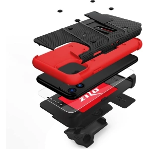 Wholesale Zizo Bolt Cover - Case for iPhone 11 with Military Grade + Glass Screen Protector & Kickstand and Holster (Red/Black) - ZIZ006BLKRED - {ean13} - Hurt