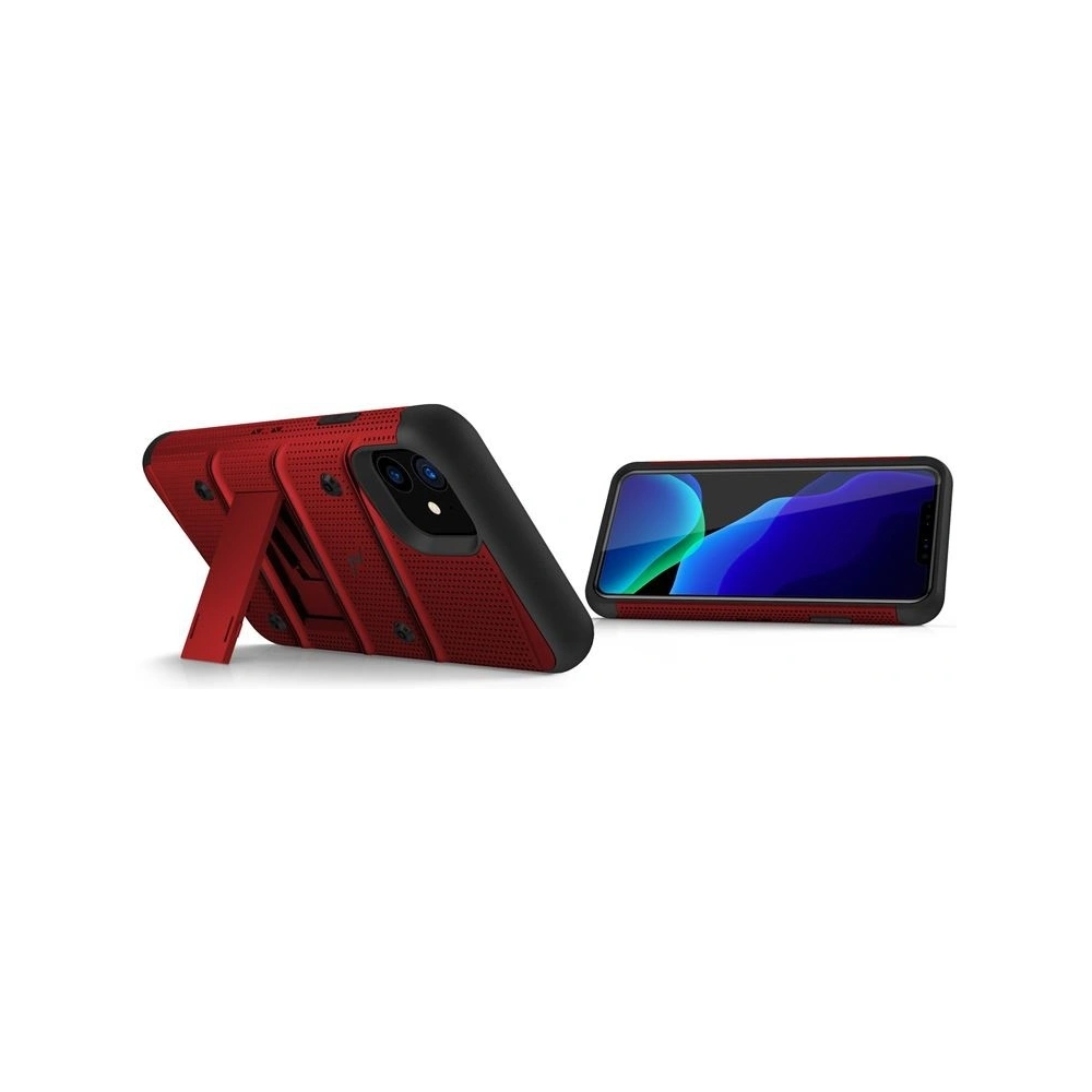 Hurtownia GSM - Pancerne etui Zizo Bolt Cover Apple iPhone 11 se sklem 9H na displej + stojánek & držák na pás (Červená/Černá) - ZIZ005REDBLK - {ean13} - Hurt