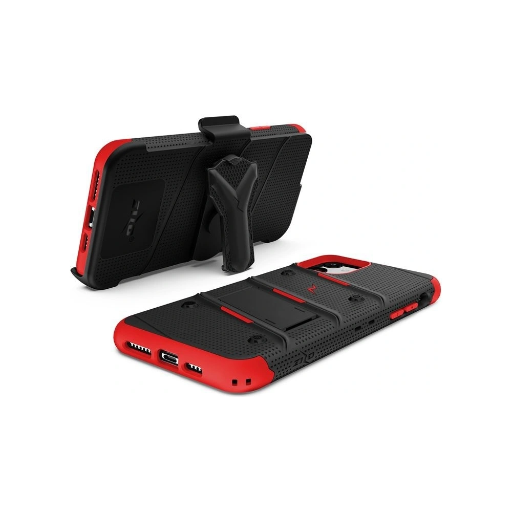 Wholesale Zizo Bolt Cover - Case for iPhone 11 with Military Grade + Glass Screen Protector & Kickstand and Holster (Red/Black) - ZIZ006BLKRED - {ean13} - Hurt