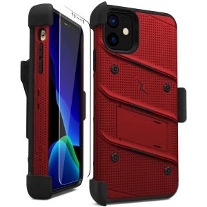 Wholesale Zizo Bolt Cover - Case for iPhone 11 with Military Grade + Glass Screen Protector & Kickstand and Holster (Red/Black) - ZIZ005REDBLK - {ean13} - Hurt