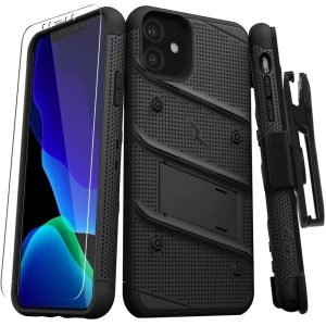 Hurtownia GSM - Pancéřové pouzdro Zizo Bolt Cover Apple iPhone 11 se sklem 9H na displej + stojánek & držák na pás (Černá/Černá) - ZIZ007BLK - {ean13} - Hurt