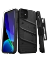 Zizo Bolt Cover - Case for iPhone 11 with Military Grade + Glass Screen Protector & Kickstand and Holster (Red/Black)