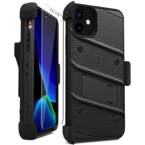 Hurtownia GSM - Pancéřové pouzdro Zizo Bolt Cover Apple iPhone 11 se sklem 9H na displej + stojánek & držák na pás (Černá/Černá) - ZIZ007BLK - {ean13} - Hurt
