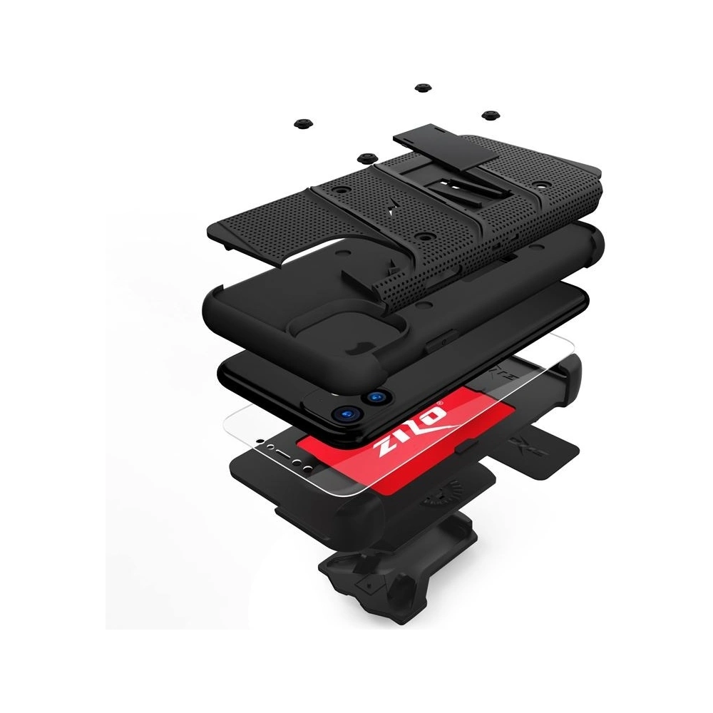 Wholesale Zizo Bolt Cover - Case for iPhone 11 with Military Grade + Glass Screen Protector & Kickstand and Holster (Red/Black) - ZIZ007BLK - {ean13} - Hurt