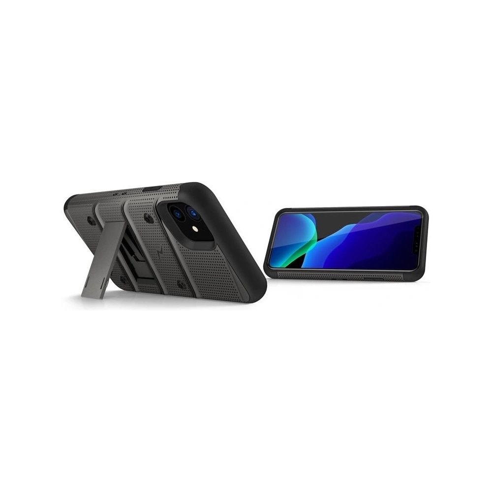 Wholesale Zizo Bolt Cover - Case for iPhone 11 with Military Grade + Glass Screen Protector & Kickstand and Holster (Red/Black) - ZIZ008GRYBLK - {ean13} - Hurt