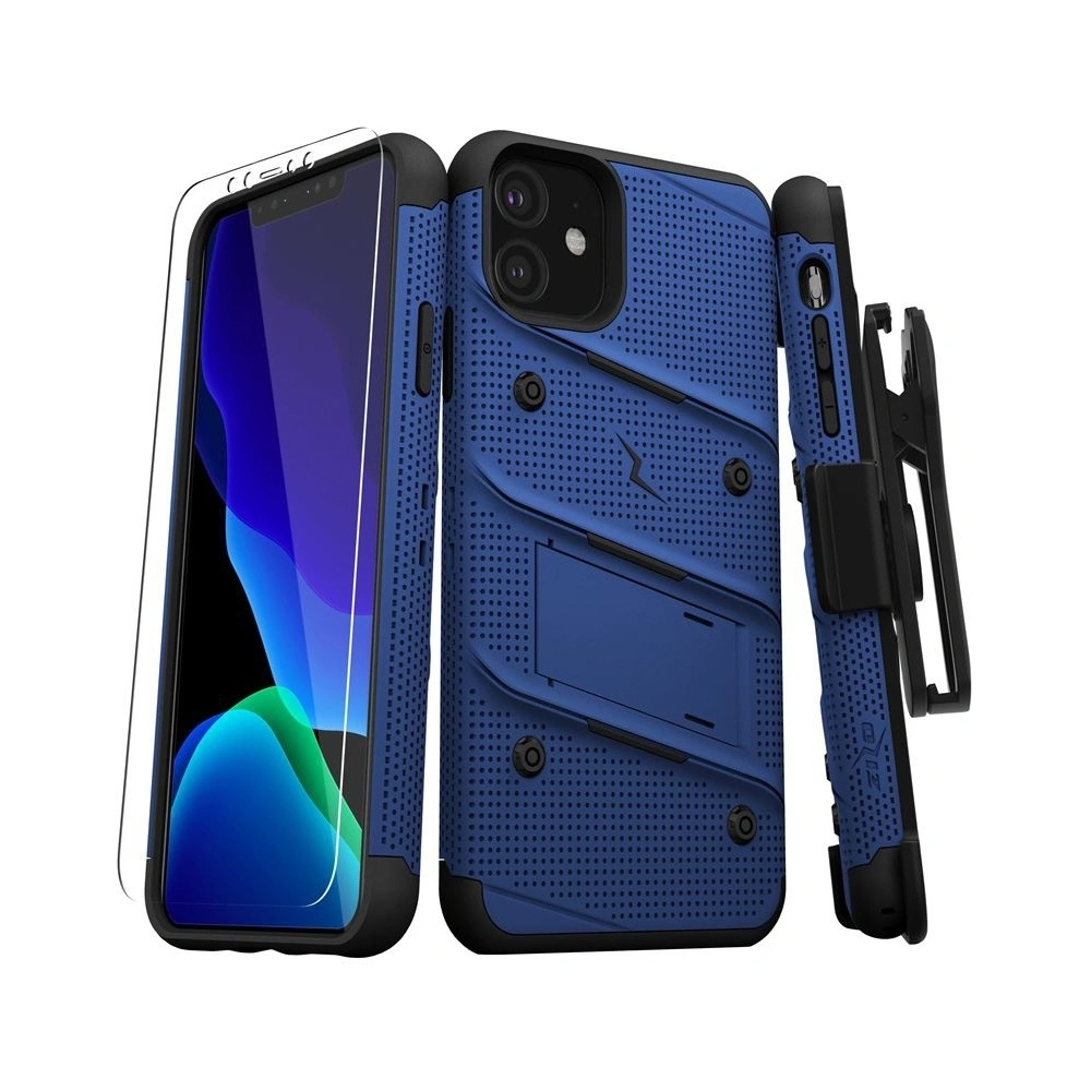 Hurtownia GSM - Pancéřové pouzdro Zizo Bolt Cover Apple iPhone 11 se sklem 9H na displej + stojánek & držák na pás (Modrá/Černá) - ZIZ009BLUBLK - {ean13} - Hurt