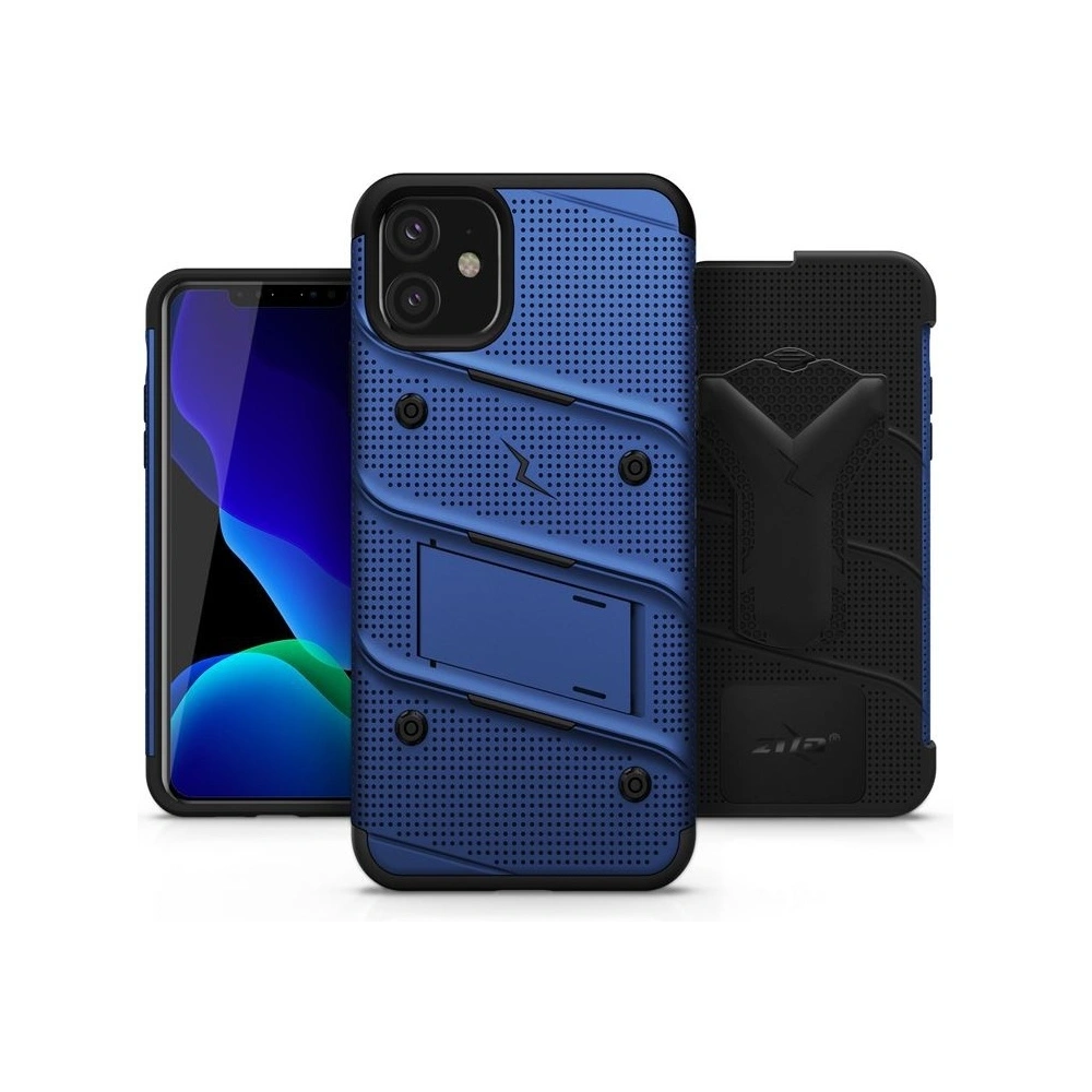 Hurtownia GSM - Pancéřové pouzdro Zizo Bolt Cover Apple iPhone 11 se sklem 9H na displej + stojánek & držák na pás (Modrá/Černá) - ZIZ009BLUBLK - {ean13} - Hurt