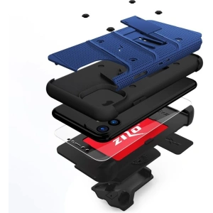 Wholesale Zizo Bolt Cover - Case for iPhone 11 with Military Grade + Glass Screen Protector & Kickstand and Holster (Red/Black) - ZIZ009BLUBLK - {ean13} - Hurt