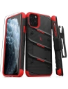 Pancéřové pouzdro Zizo Bolt Cover Apple iPhone 11 Pro Max se sklem 9H na displej + stojánek & držák na pásek (Černá/Červená)