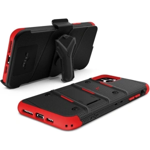 Hurtownia GSM - Pancéřové pouzdro Zizo Bolt Cover Apple iPhone 11 Pro Max se sklem 9H na displej + stojánek & držák na pásek (Černá/Červená) - ZIZ010BLKRED - {ean13} - Hurt