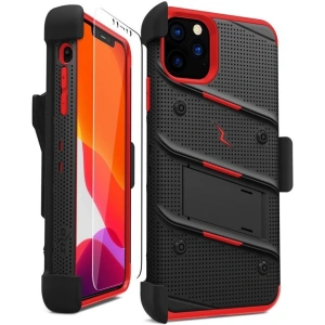 Wholesale Zizo Bolt Cover - Case for iPhone 11 Pro Max with Military Grade + Glass Screen Protector & Kickstand and Holster (Red/Black) - ZIZ010BLKRED - {ean13} - Hurt