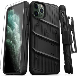 Hurtownia GSM - Pancéřové pouzdro Zizo Bolt Cover Apple iPhone 11 Pro Max se sklem 9H na displej + stojánek & držák na pás (Černá/Černá) - ZIZ011BLK - {ean13} - Hurt