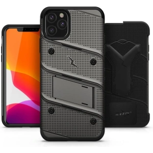 Hurtownia GSM - Pancéřové pouzdro Zizo Bolt Cover Apple iPhone 11 Pro Max se sklem 9H na displej + stojánek & držák na pás (Metal Gray/Black) - ZIZ012GRYBLK - {ean13} - Hurt
