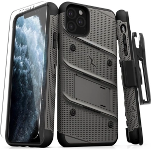Wholesale Zizo Bolt Cover - Case for iPhone 11 Pro Max with Military Grade + Glass Screen Protector & Kickstand and Holster (Red/Black) - ZIZ012GRYBLK - {ean13} - Hurt