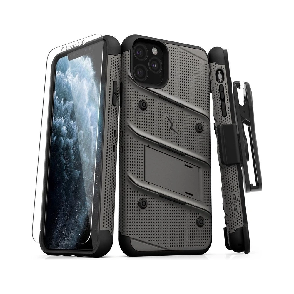 Wholesale Zizo Bolt Cover - Case for iPhone 11 Pro Max with Military Grade + Glass Screen Protector & Kickstand and Holster (Red/Black) - ZIZ012GRYBLK - {ean13} - Hurt