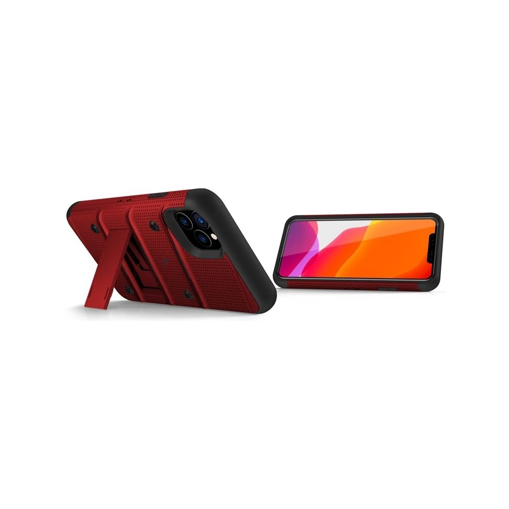 Hurtownia GSM - Pancéřové pouzdro Zizo Bolt Cover Apple iPhone 11 Pro Max se sklem 9H na displej + stojánek a držák na pásek (Červená/Černá) - ZIZ013REDBLK - {ean13} - Hurt
