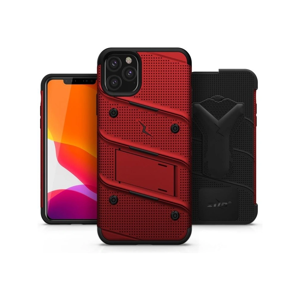 Wholesale Zizo Bolt Cover - Case for iPhone 11 Pro Max with Military Grade + Glass Screen Protector & Kickstand and Holster (Red/Black) - ZIZ013REDBLK - {ean13} - Hurt