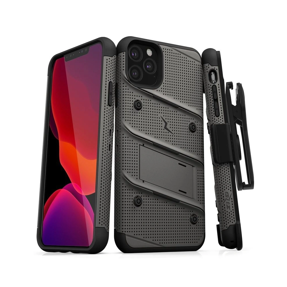 Hurtownia GSM - Pancéřové pouzdro Zizo Bolt Cover Apple iPhone 11 Pro se sklem 9H na obrazovku + stojánek a držák na pásek (Metal Gray/Black) - ZIZ014GRYBLK - {ean13} - Hurt