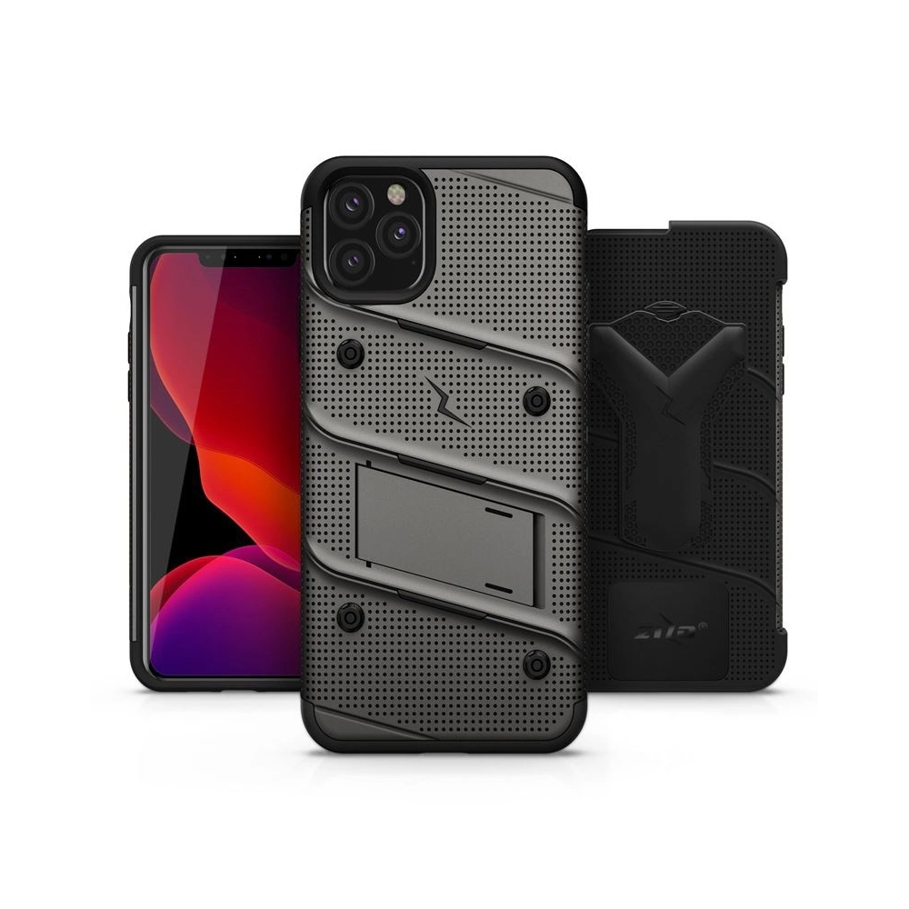 Hurtownia GSM - Pancéřové pouzdro Zizo Bolt Cover Apple iPhone 11 Pro se sklem 9H na obrazovku + stojánek a držák na pásek (Metal Gray/Black) - ZIZ014GRYBLK - {ean13} - Hurt