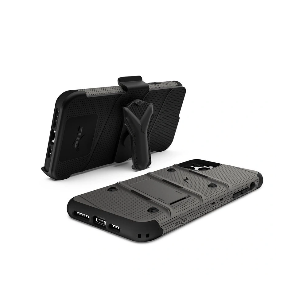 Hurtownia GSM - Pancéřové pouzdro Zizo Bolt Cover Apple iPhone 11 Pro se sklem 9H na obrazovku + stojánek a držák na pásek (Metal Gray/Black) - ZIZ014GRYBLK - {ean13} - Hurt
