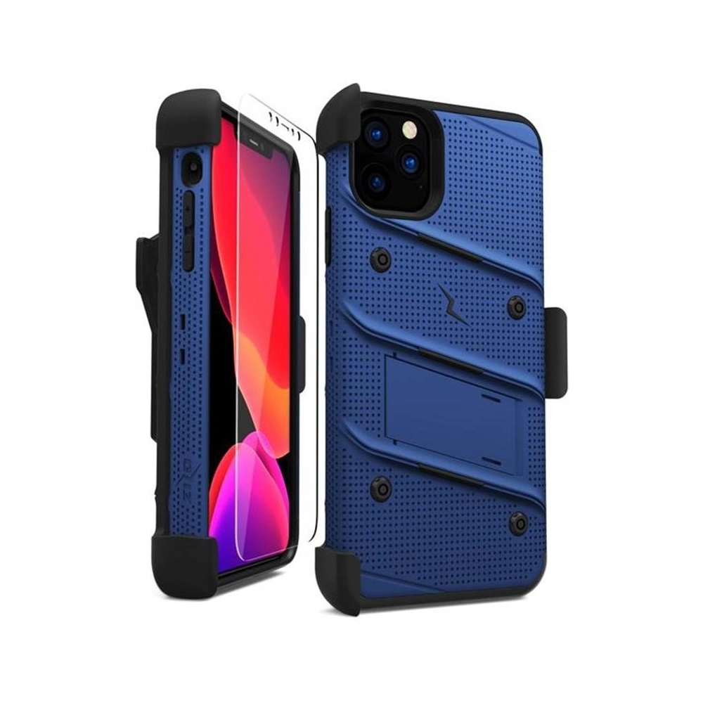 Hurtownia GSM - Pancéřové pouzdro Zizo Bolt Cover Apple iPhone 11 Pro se sklem 9H na displej + stojánek & držák na pásek (Modrá/Černá) - ZIZ015BLUBLK - {ean13} - Hurt