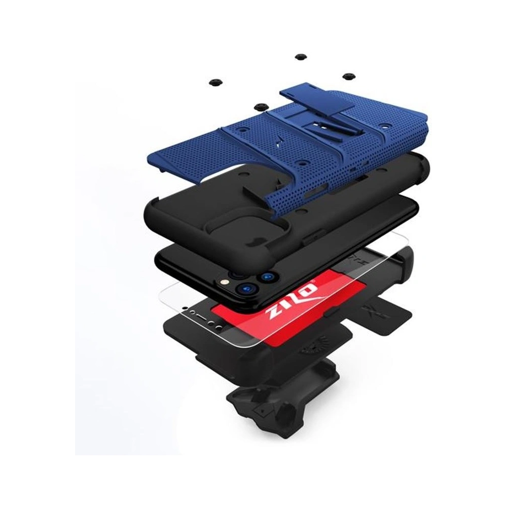 Hurtownia GSM - Pancéřové pouzdro Zizo Bolt Cover Apple iPhone 11 Pro se sklem 9H na displej + stojánek & držák na pásek (Modrá/Černá) - ZIZ015BLUBLK - {ean13} - Hurt