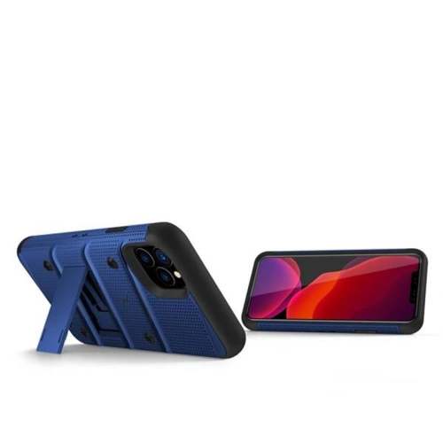 Pancerne etui Zizo Bolt Cover Apple iPhone 11 Pro ze szkłem 9H na ekran + podstawka & uchwyt do paska (Blue/Black)