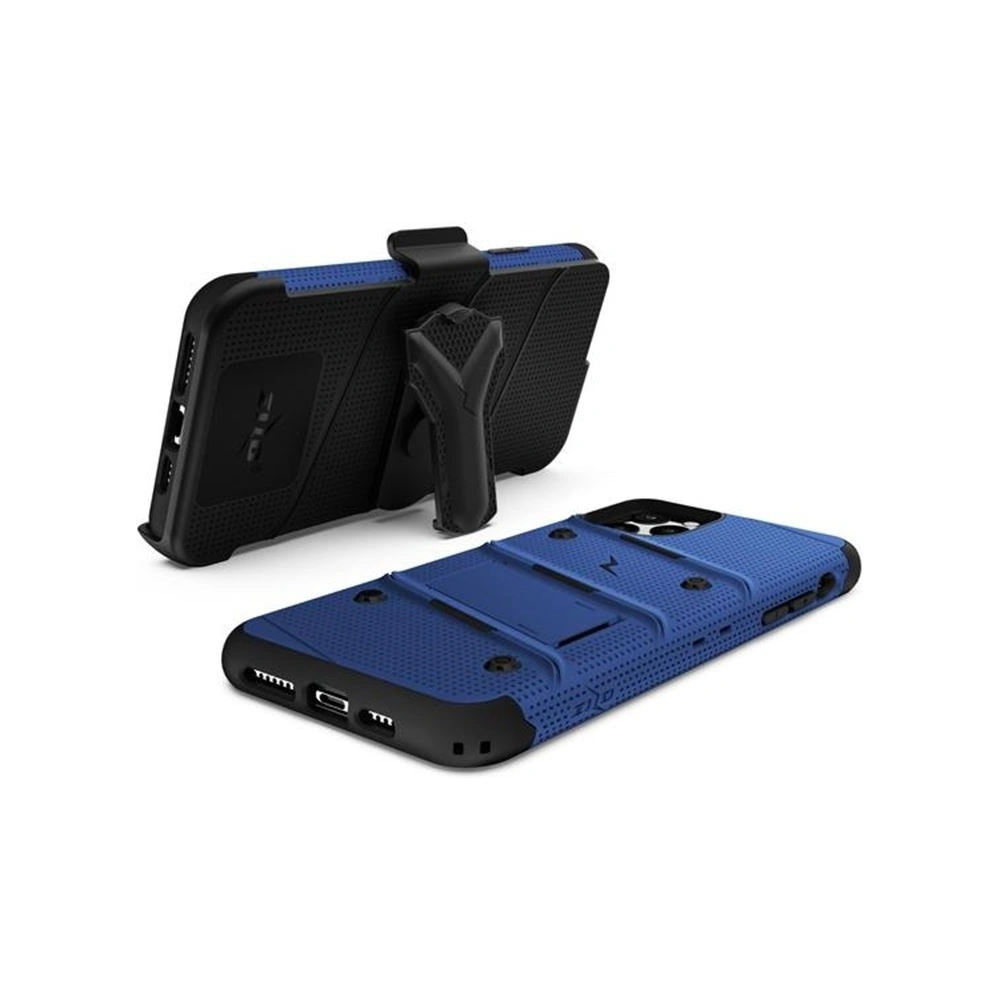 Hurtownia GSM - Pancéřové pouzdro Zizo Bolt Cover Apple iPhone 11 Pro se sklem 9H na displej + stojánek & držák na pásek (Modrá/Černá) - ZIZ015BLUBLK - {ean13} - Hurt