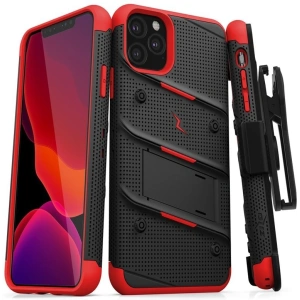 Hurtownia GSM - Pancerne etui Zizo Bolt Cover Apple iPhone 11 Pro se sklem 9H na displej + stojánek & držák na pás (Černá/Červená) - ZIZ017BLKRED - {ean13} - Hurt