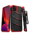 Zizo Bolt Cover - Case for iPhone 11 Pro with Military Grade + Glass Screen Protector & Kickstand and Holster (Red/Black)