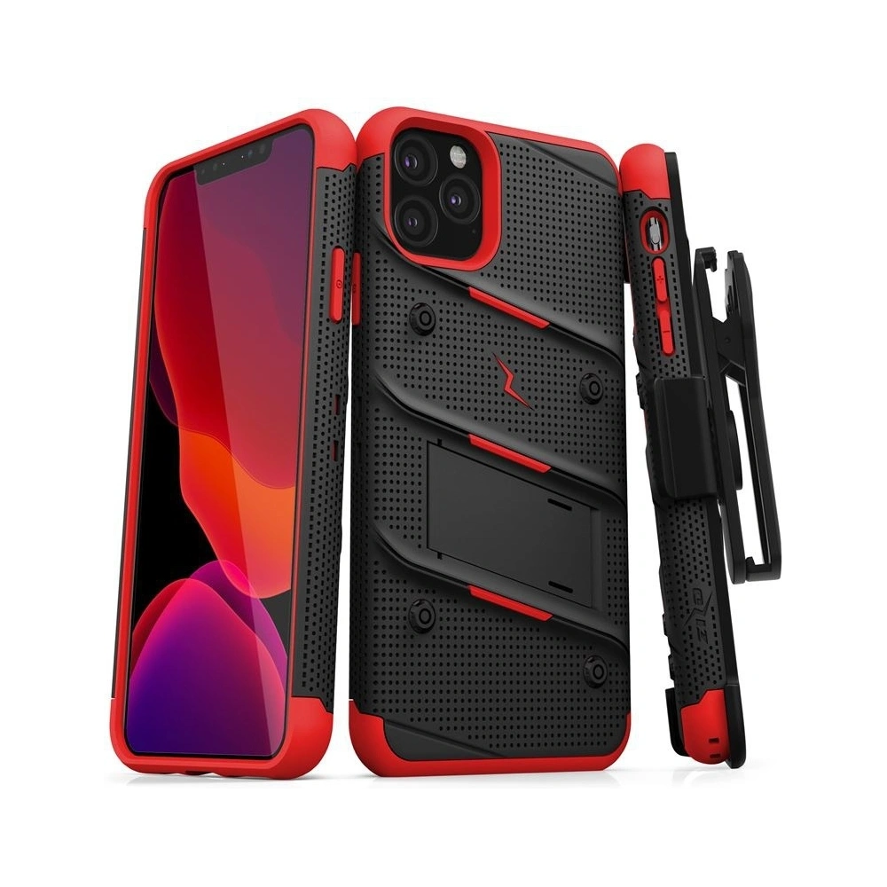 Wholesale Zizo Bolt Cover - Case for iPhone 11 Pro with Military Grade + Glass Screen Protector & Kickstand and Holster (Red/Black) - ZIZ017BLKRED - {ean13} - Hurt