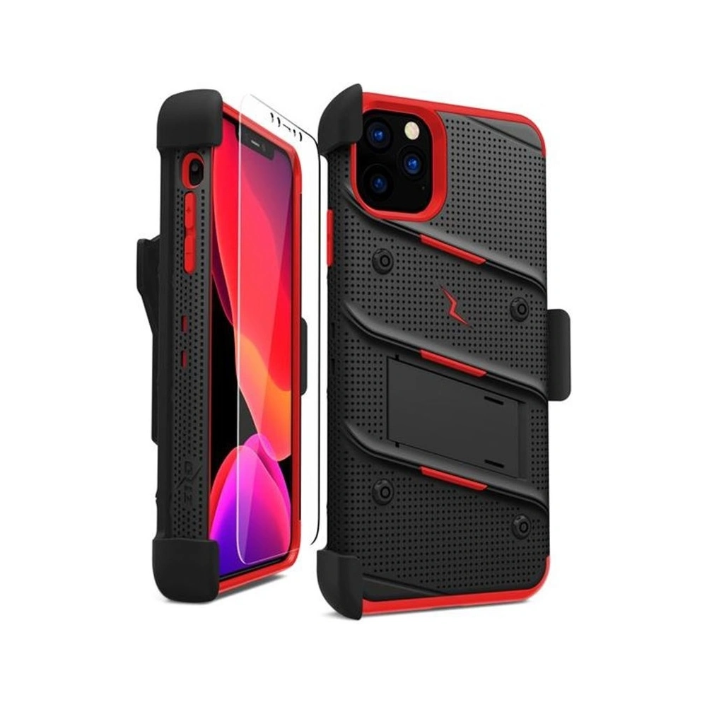 Wholesale Zizo Bolt Cover - Case for iPhone 11 Pro with Military Grade + Glass Screen Protector & Kickstand and Holster (Red/Black) - ZIZ017BLKRED - {ean13} - Hurt